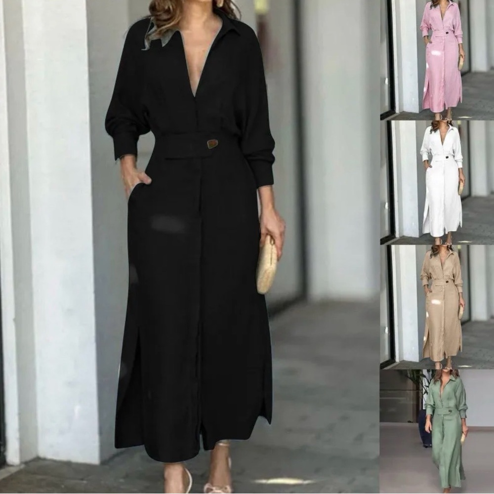 Chic Black Long Sleeve Maxi Dress